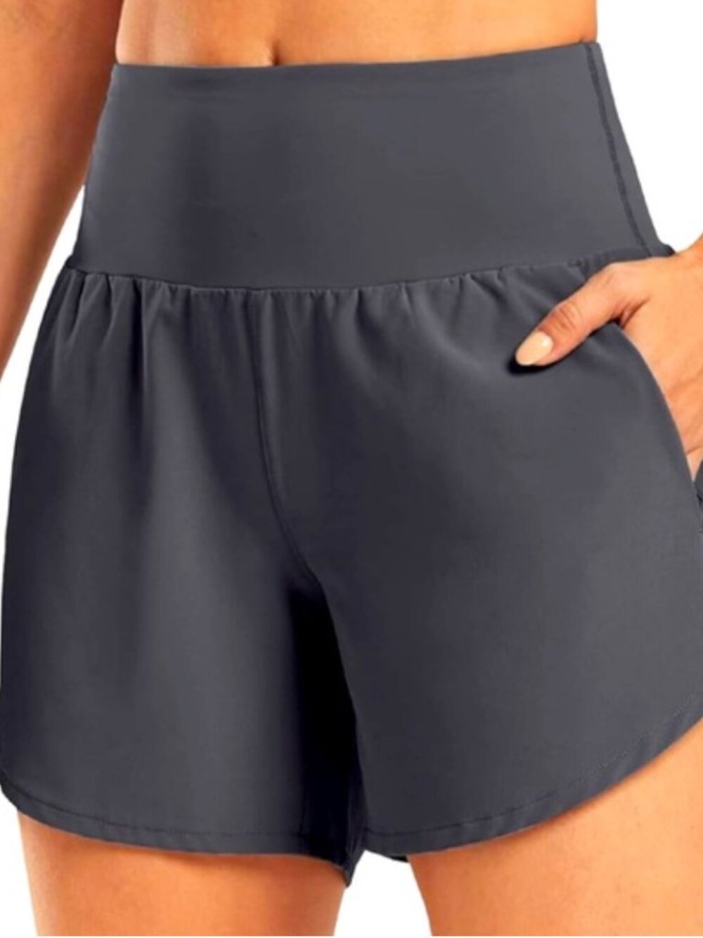 G4Free Women's Navy Blue Athletic Shorts Wide Comfort Waistband Pockets Sz L
